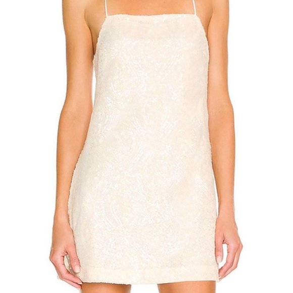 Free People Retro Babe Sparkle Ivory Sequin Mini Dress size S NWT holiday